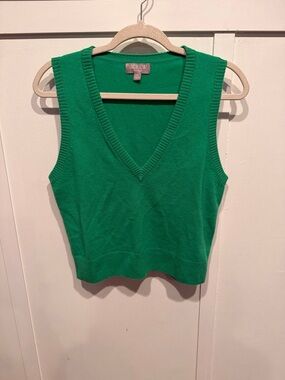 J. Crew Green Cashmere V-neck sweater-vest